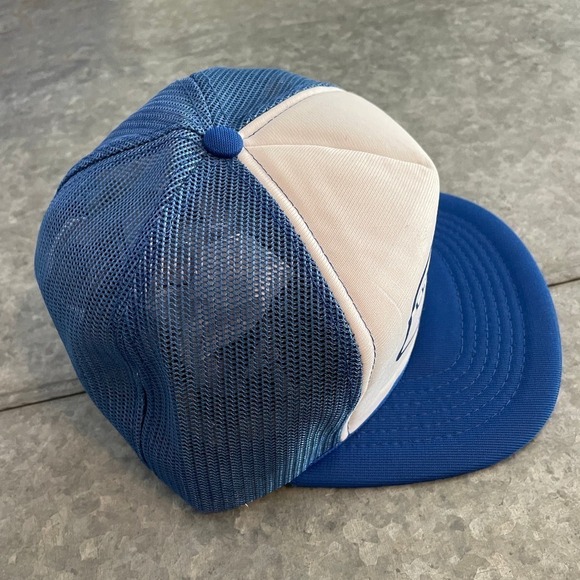 Vintage Ute Iowa 1984 Centennial State Bank Snapback Trucker Hat Blue White 80s - Picture 6 of 10